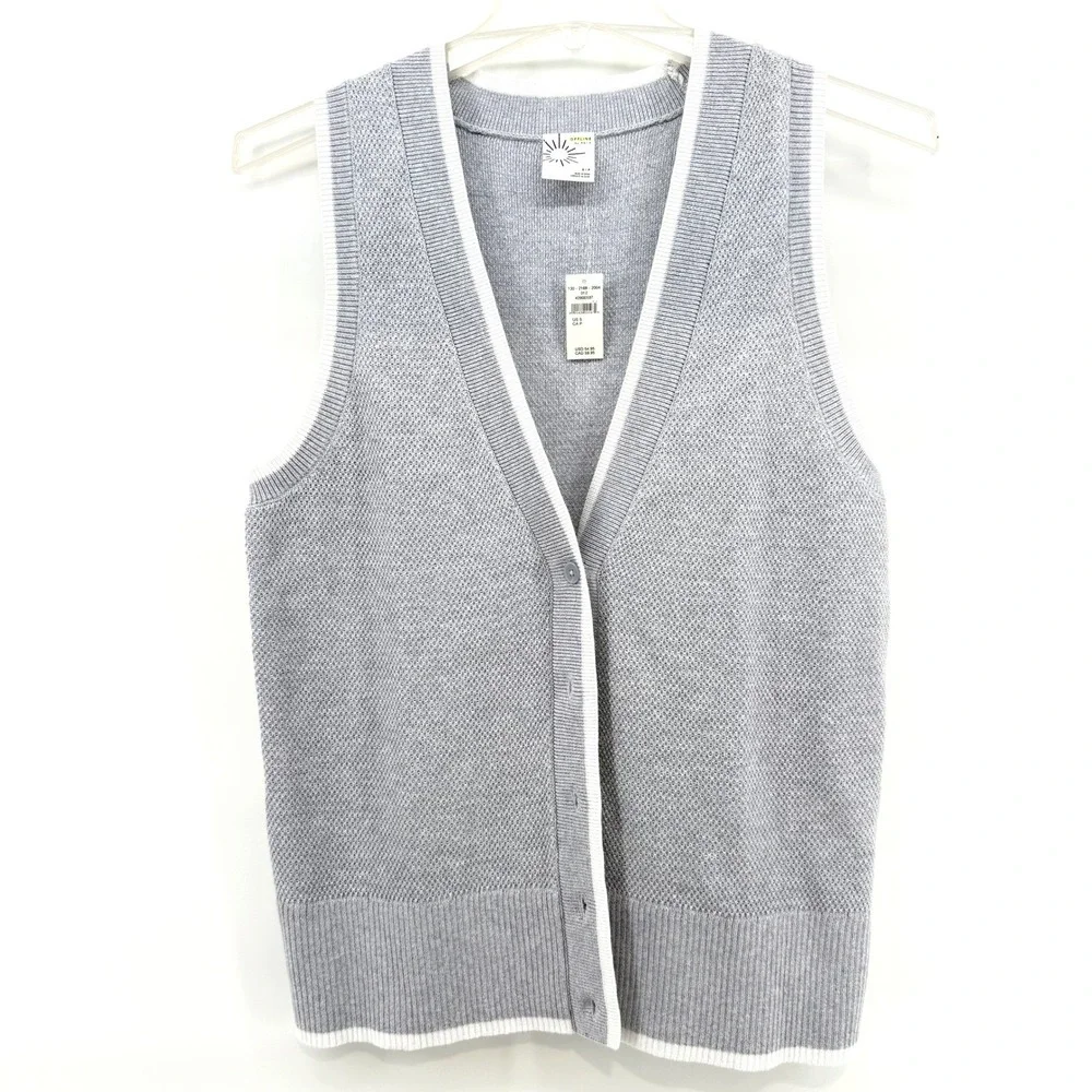 OFFLINE by Aerie Grey Tennis Sweater Vest Cardigan‎ Button Front Women's Small
